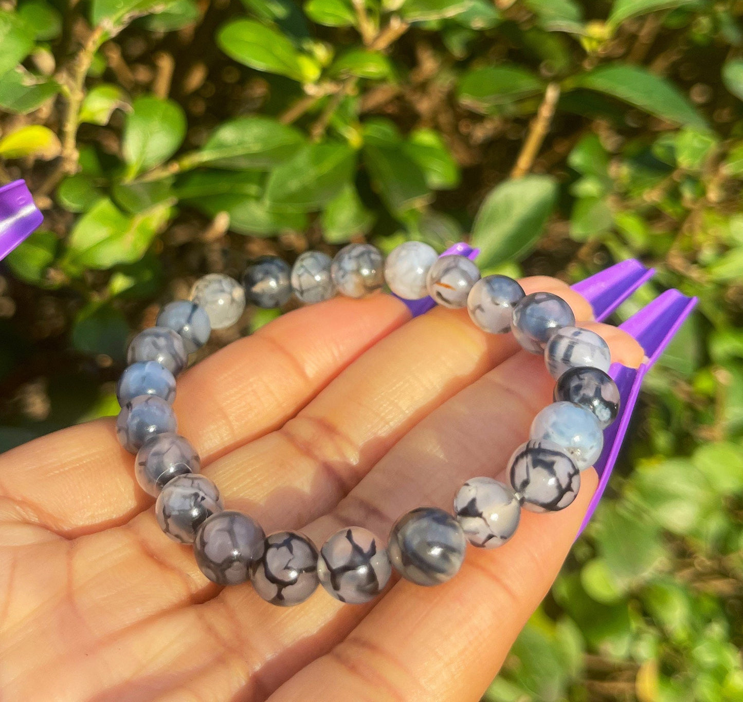 Spider Web Agate Bracelet