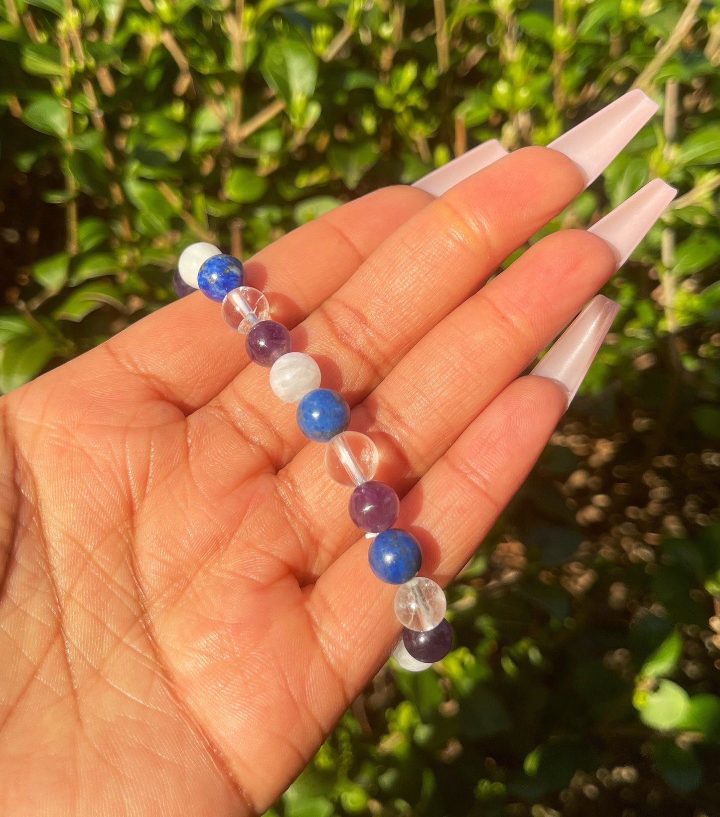 Migraine Support Bracelet, Healing Crystals, Headache Stress Support Bracelet, Chakra Bracelet, Gemstone Bracelet, Lapis Lazuli, Moonstone