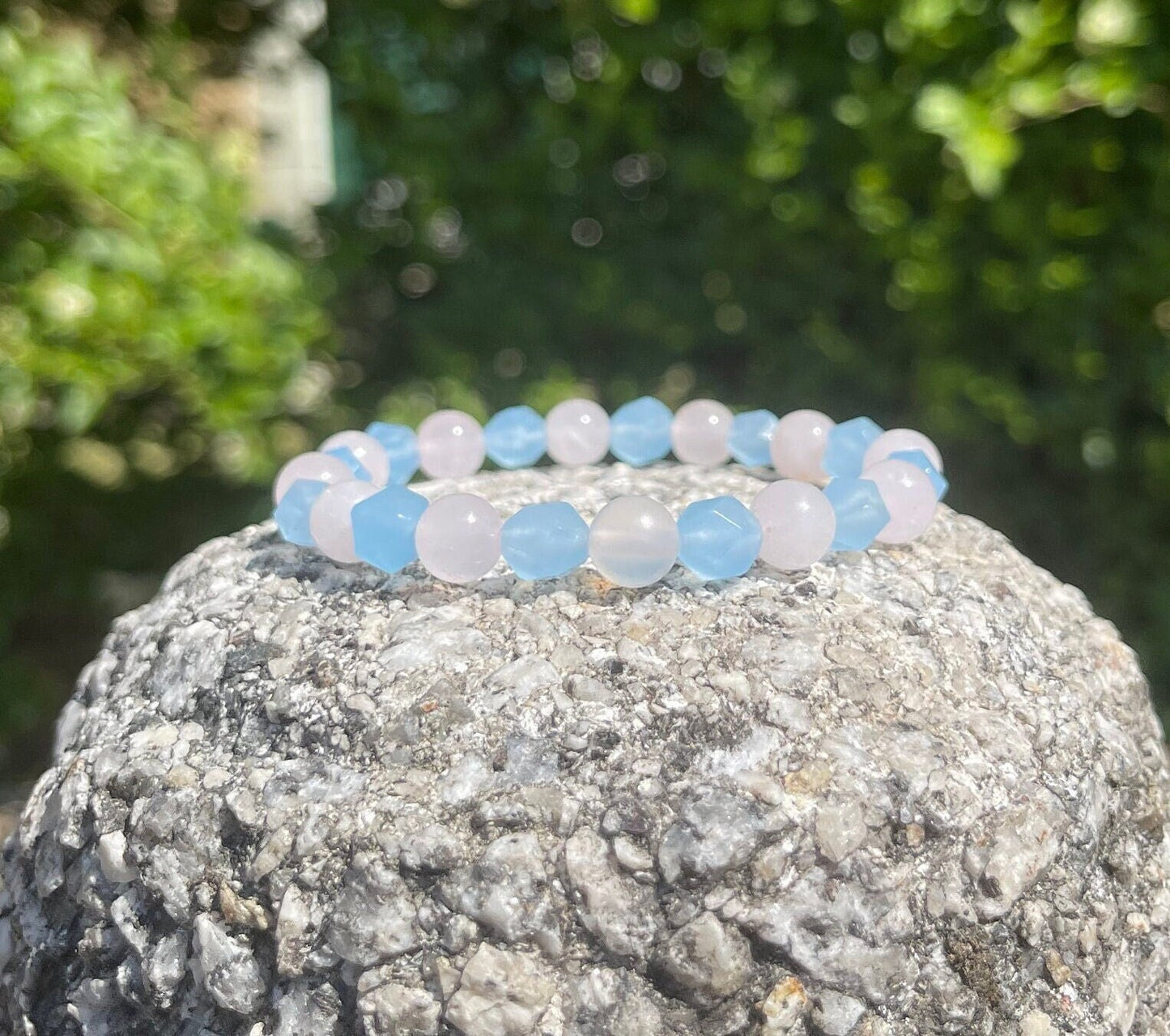 Rose Quartz and Aquamarine Bracelet