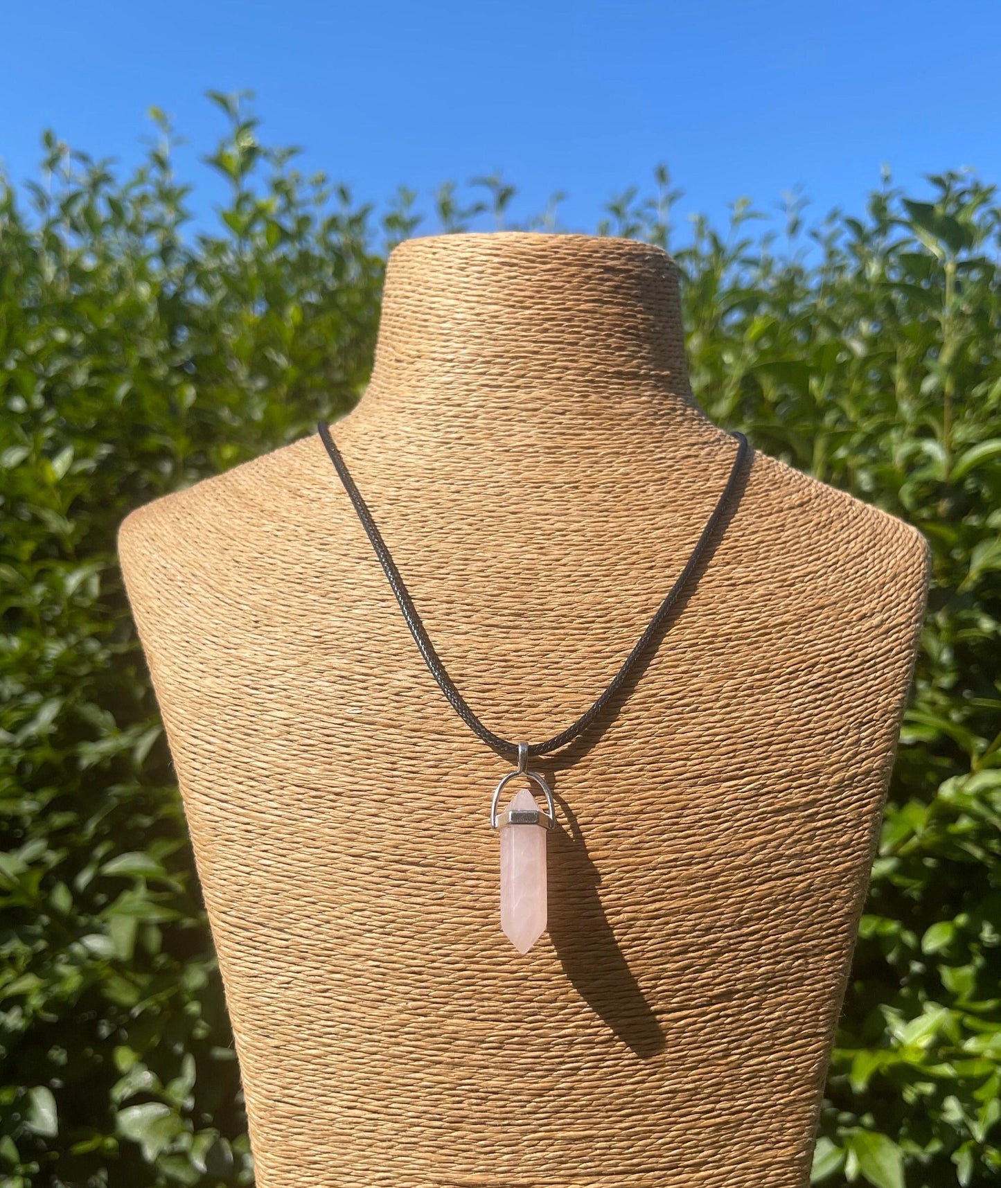 Rose Quartz Crystal Point Necklace