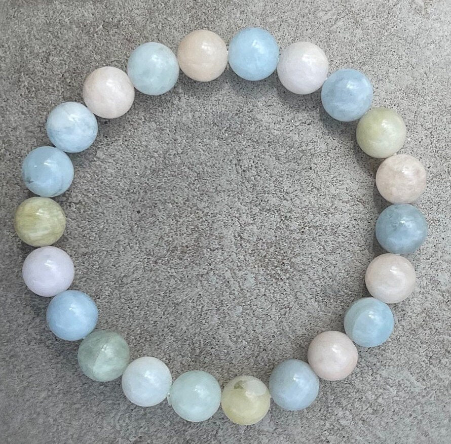 Morganite Bracelet, Healing Crystals, Crystal Bracelets, High-Quality Natural Stones, Friendship Gift Femininity Chakra Bracelet, Gemstones