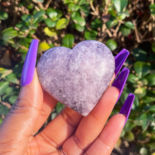 Lepidolite Heart Carving