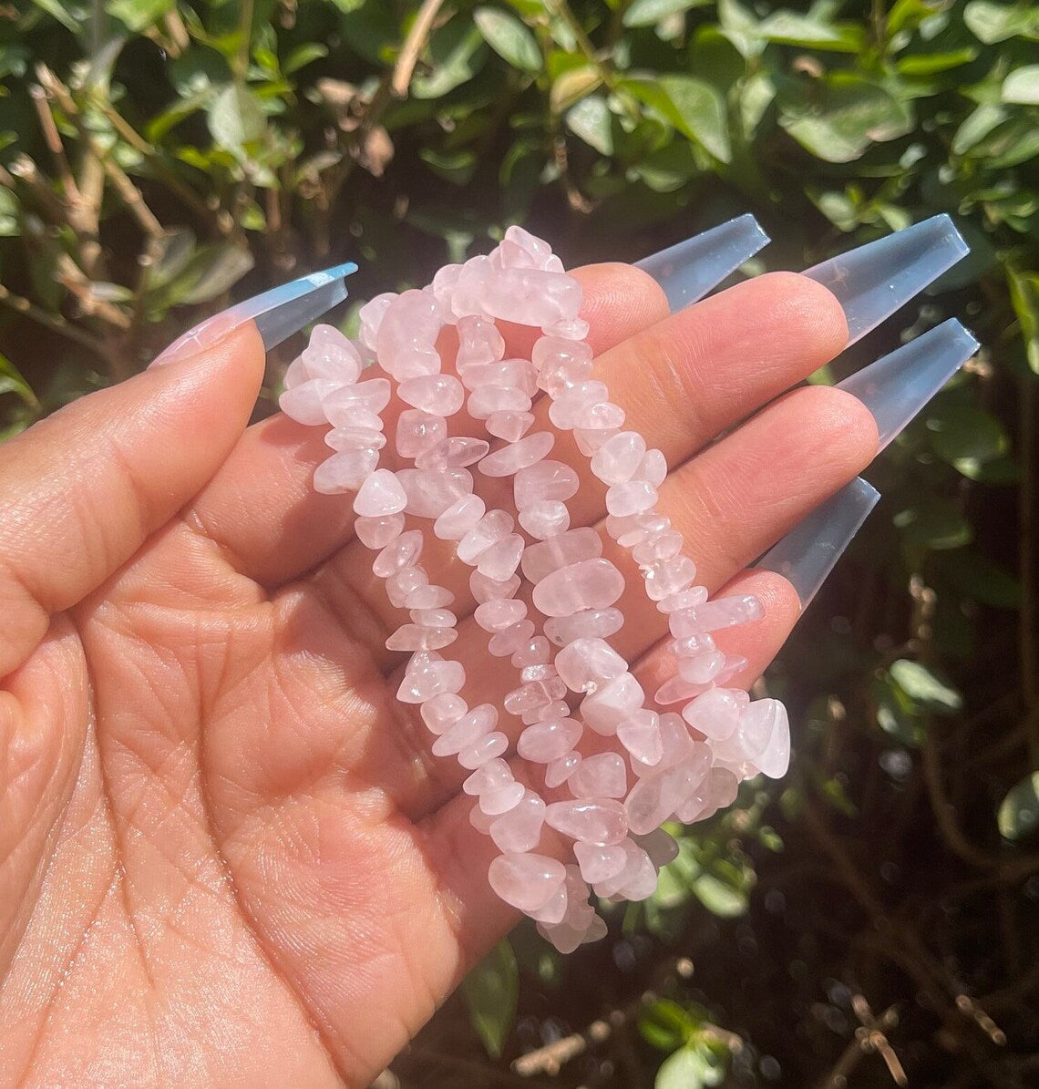 Rose Quartz Chip Bracelet