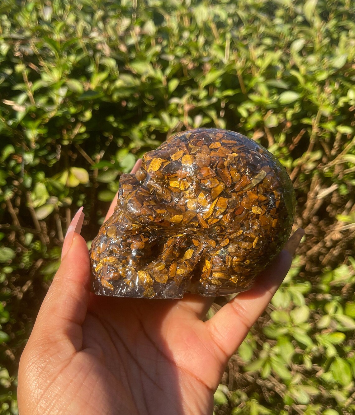 Tiger Eye Gemstone Skull