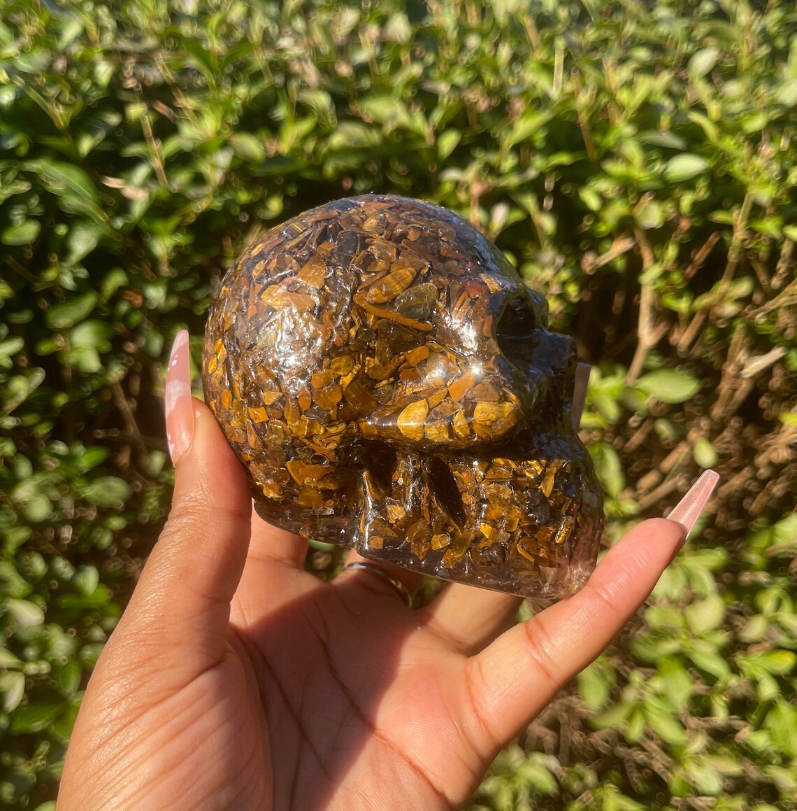 Tiger Eye Gemstone Skull