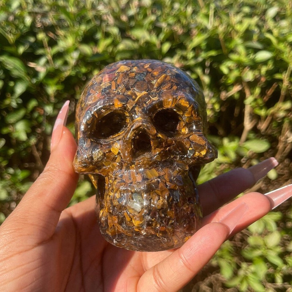 Tiger Eye Gemstone Skull