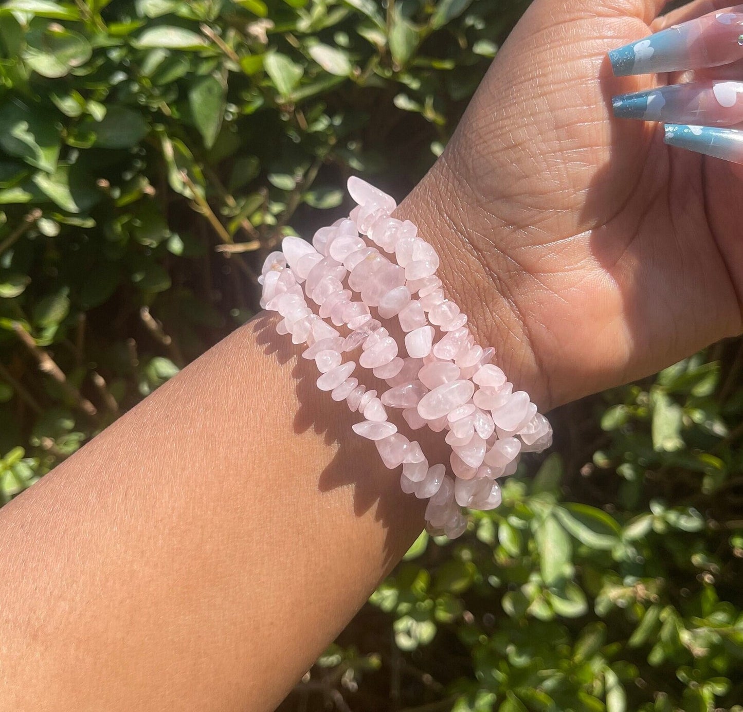 Rose Quartz Chip Bracelet