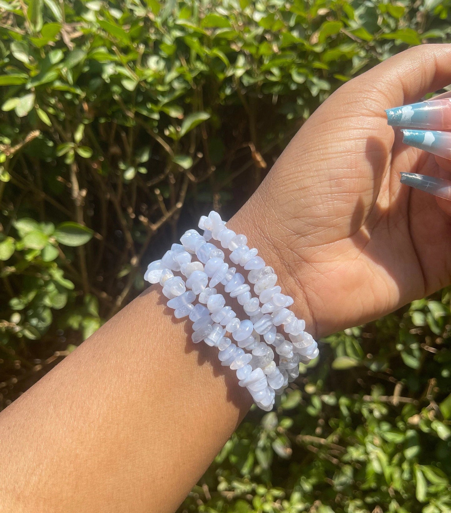 Blue Lace Agate Chip Bracelet