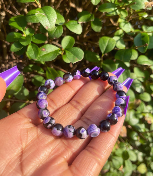 Purple Orca Agate Bracelet, Gemstone Bracelet, Crystal Beaded Jewelry, Gift for Her, Purple Beads Bracelet, Handmade Jewellery, Crystal Gift