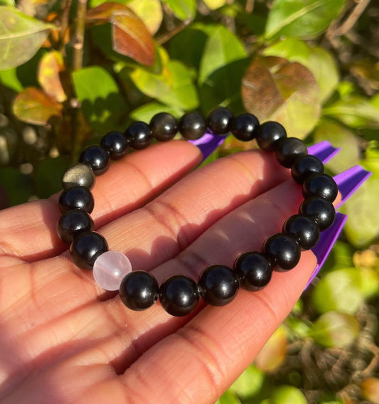 Rose Quartz Obsidian Bracelet