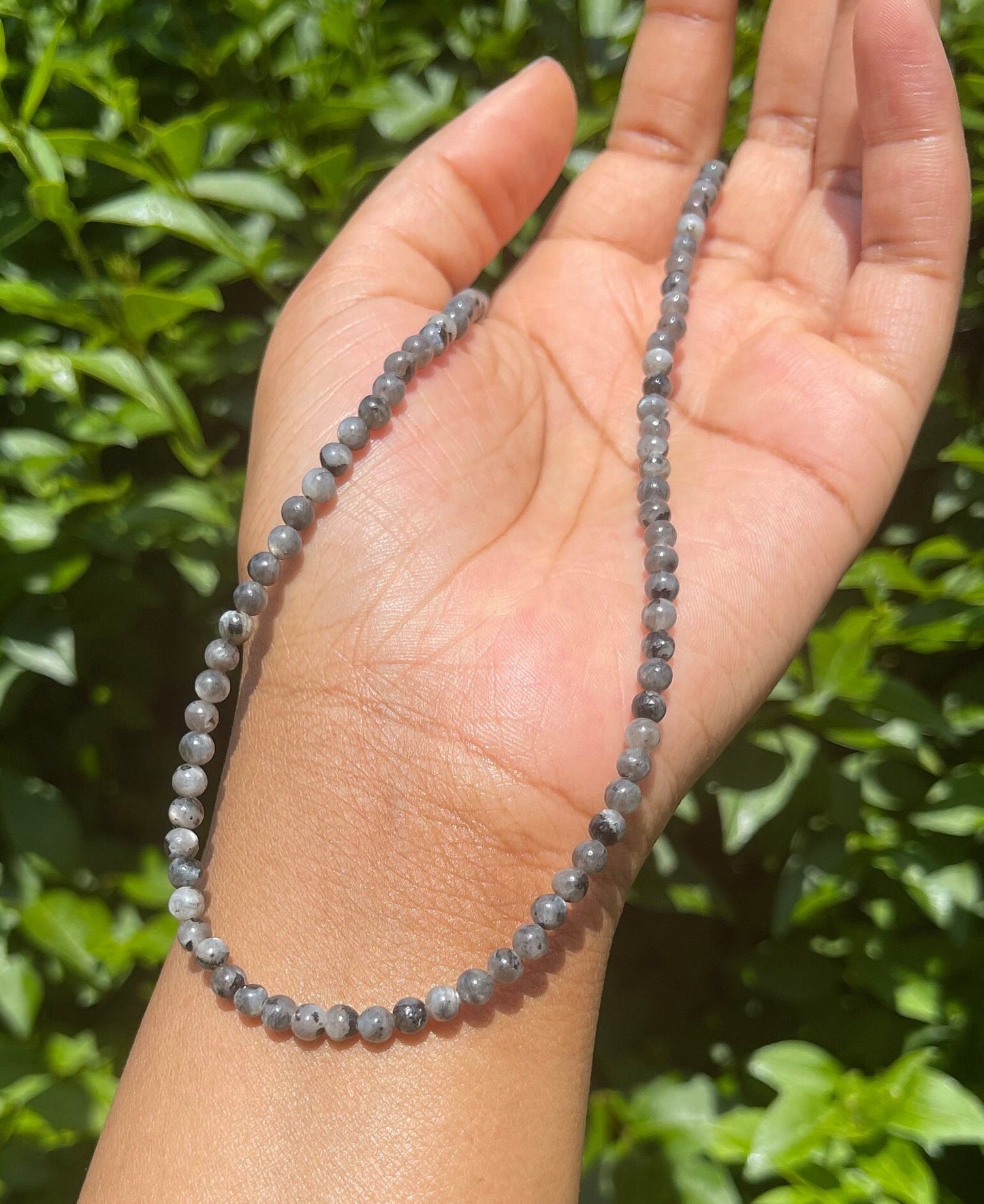 Labradorite Choker, Dainty Grey Crystal Necklace, Gemstone, Healing Crystals, Beaded Necklace, Minimalistic, Gift for Her, Handmade Jewelry