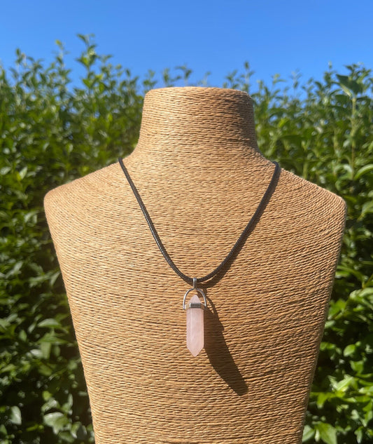 Rose Quartz Crystal Point Necklace