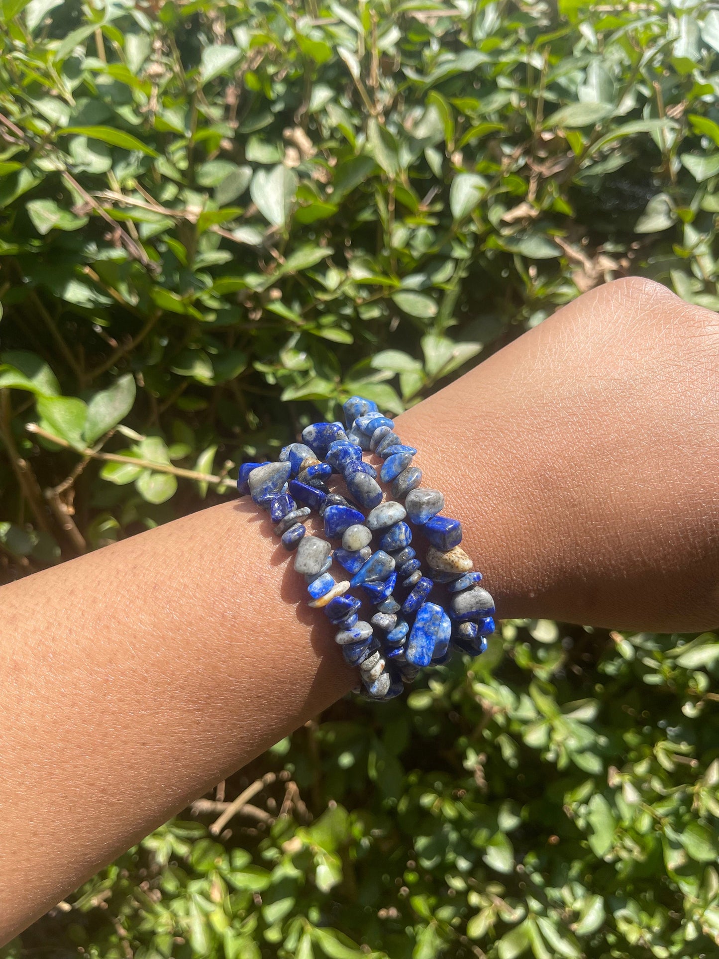 Lapis Lazuli Chip Bracelet, Healing Crystals, Gemstone Bracelets, Blue Crystals, Reiki Chakra Natural Stones, Handmade Summer Jewelry