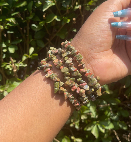 Unakite Chip Bracelet