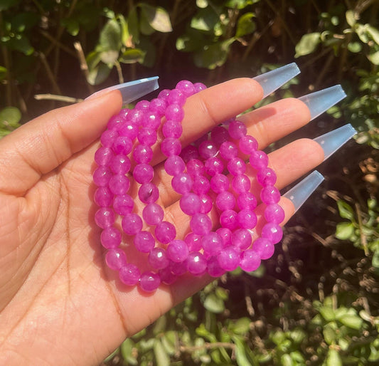 Deep Hot Pink Jade Bracelet