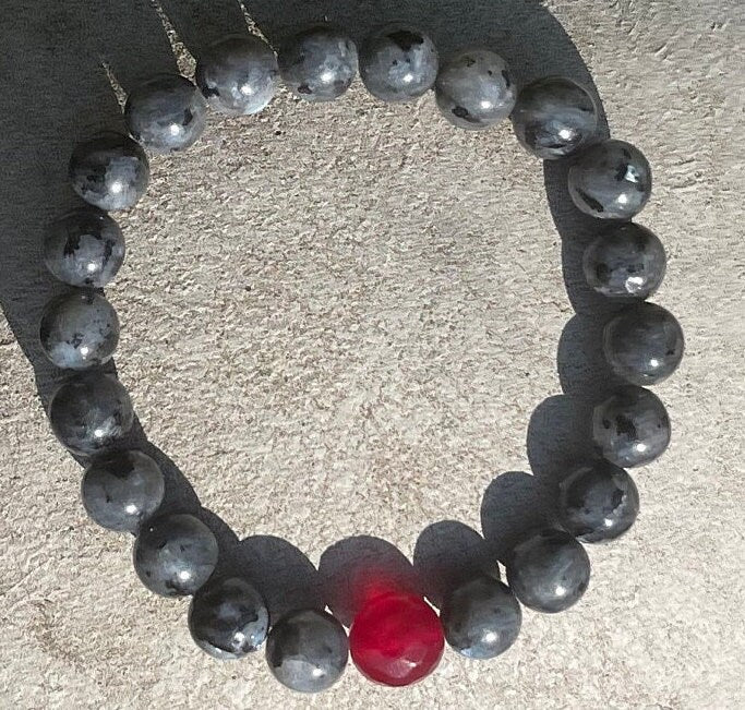 Larvikite Carnelian Couple Bracelets, Crystal Healing Bracelet, Healing Crystals, Chakra Beaded Jewelry, Handmade Bracelet, Crystal Gifts