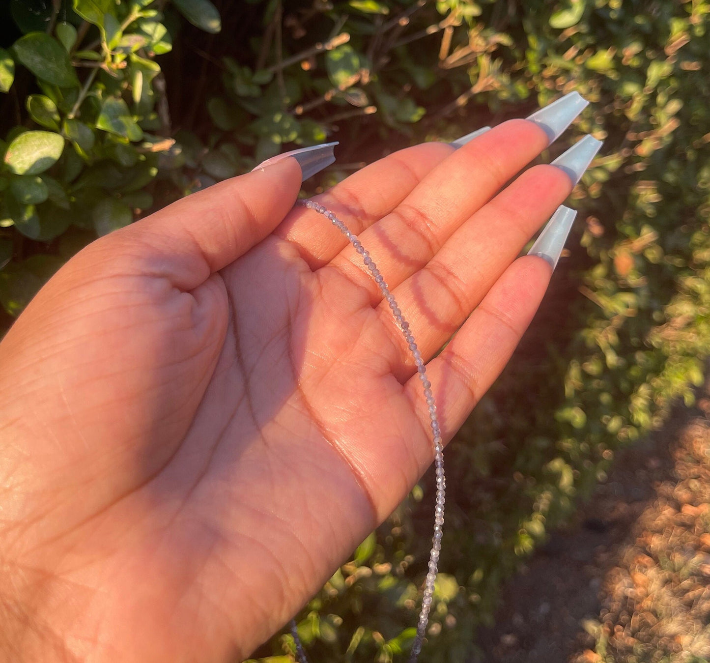 Iolite Choker, Dainty Necklace, Healing Crystals, Beaded Necklace, Crystal Necklace, Minimalistic Jewelry, Handmade Chakra Jewelry