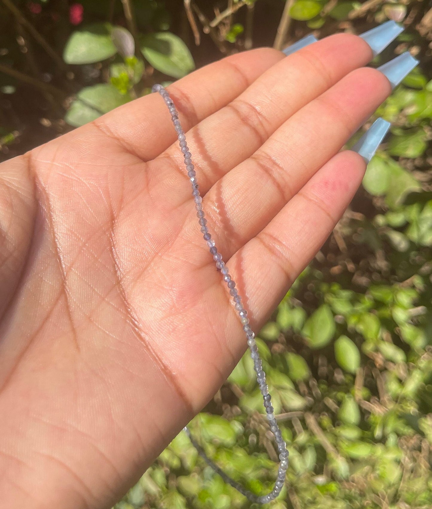 Iolite Choker, Dainty Necklace, Healing Crystals, Beaded Necklace, Crystal Necklace, Minimalistic Jewelry, Handmade Chakra Jewelry