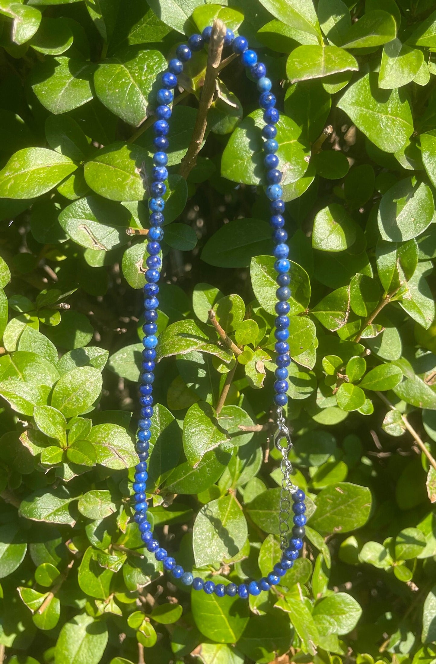 Lapis Lazuli Necklace, Beads Jewelry, Handmade Crystal Healing Energy, Blue Beaded Choker, Boho Jewelry, Gift for Her, Natural Chakra Stones