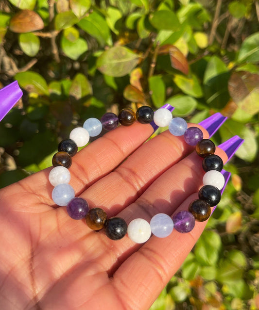 Safe Travel Bracelet, Travel Gifts, Crystals for Travel, Healing Crystals, Summer Jewelry, Beaded Chakra Bracelets, Protection Gift for Her