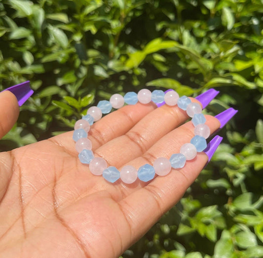 Rose Quartz and Aquamarine Bracelet