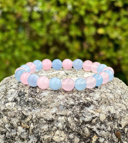 Rose Quartz Aquamarine Bracelet, Beauty Ritual Bracelet, Self Love, Confidence, Gemstones for Spiritual Enhancement, Chakra Healing Crystals